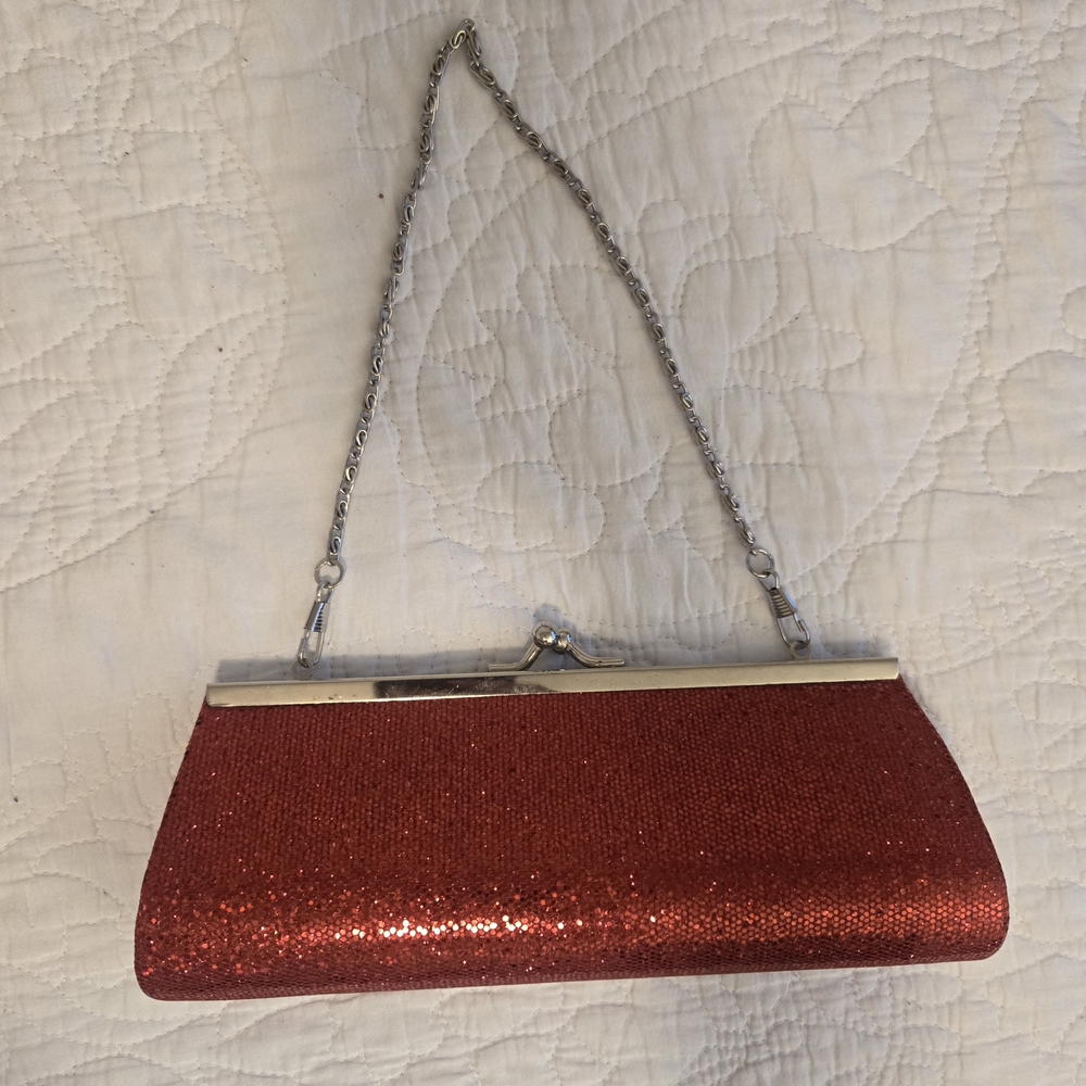Elegant Red Glitter Clutch Bag